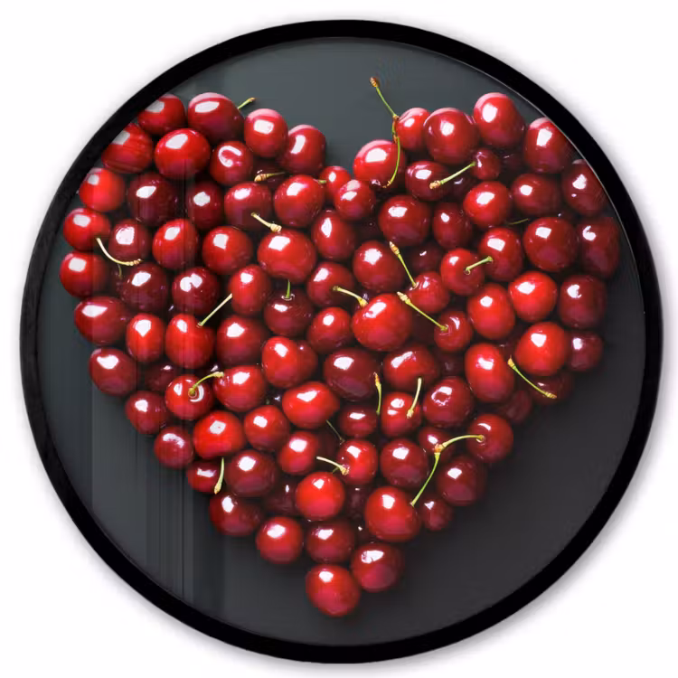Kersen - Hart - Rood - Zwart Fotolijst rond zonder passe partout klein -3d
