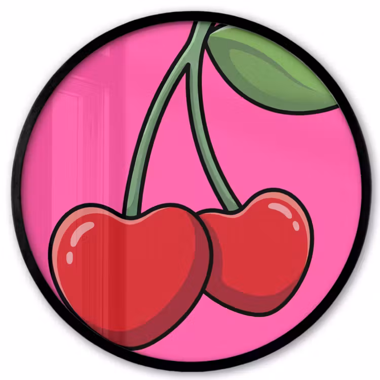 Kers - Roze - Fruit Fotolijst rond zonder passe partout klein -3d