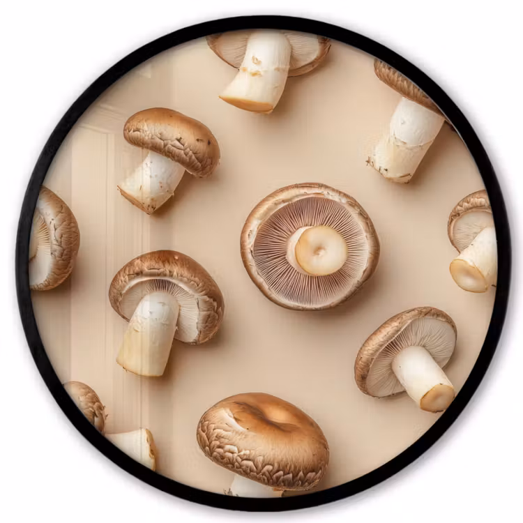 Kastanje Champignons - Beige Fotolijst rond zonder passe partout klein -3d