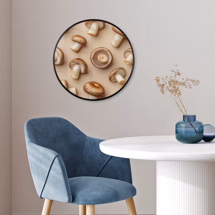 Kastanje Champignons - Beige Fotolijst rond zonder passe partout klein -sfeer2