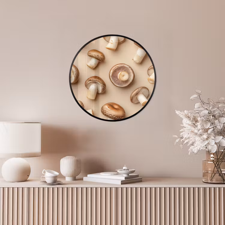 Kastanje Champignons - Beige Fotolijst rond zonder passe partout klein -sfeer3