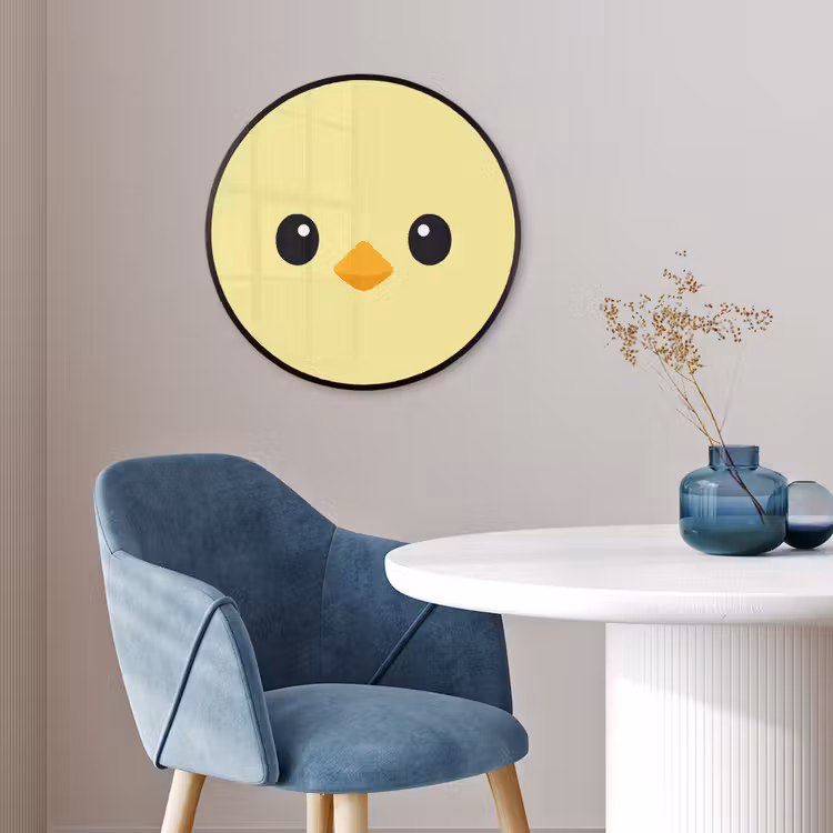 Kuiken - Vrolijk - Geel - Minimalistisch Fotolijst rond zonder passe partout klein -sfeer2
