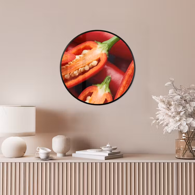 Photo Frame Round - Chili Pepper - Open - Red - Chilipeper - Open - Rood Fotolijst rond zonder passe partout klein