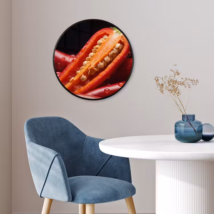 Photo Frame Round - Chili Pepper - Red - Food - Chilipeper - Rood - Eten Fotolijst rond zonder passe partout klein