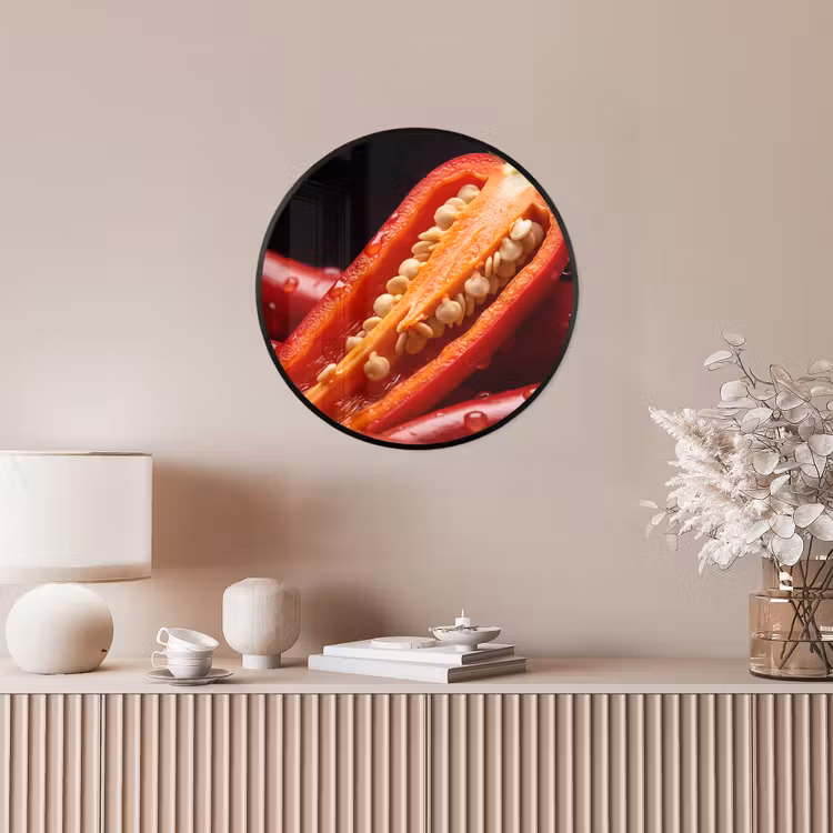 Photo Frame Round - Chili Pepper - Red - Food - Chilipeper - Rood - Eten Fotolijst rond zonder passe partout klein