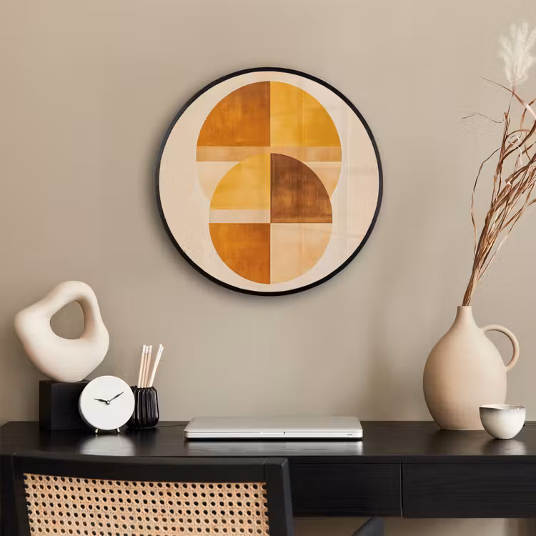 Cirkels - Geel - Minimalistisch Fotolijst rond zonder passe partout klein -sfeer1