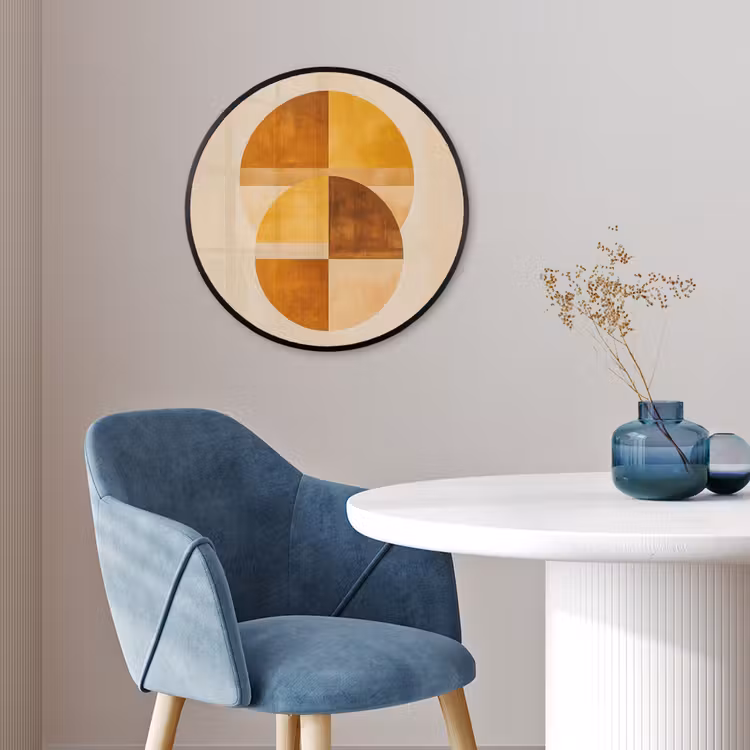 Cirkels - Geel - Minimalistisch Fotolijst rond zonder passe partout klein -sfeer2
