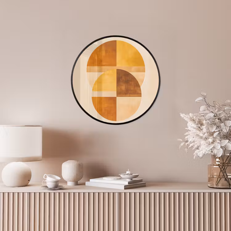 Cirkels - Geel - Minimalistisch Fotolijst rond zonder passe partout klein -sfeer3
