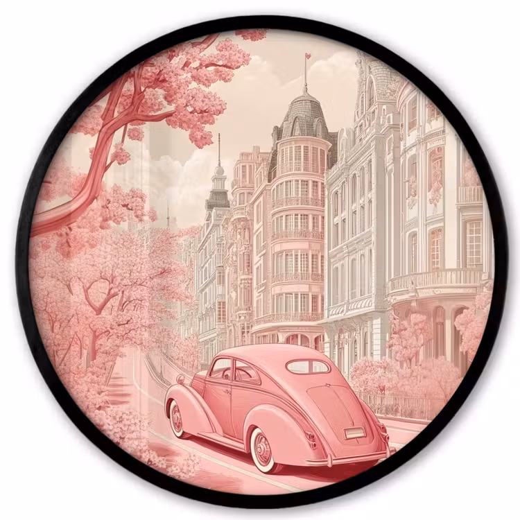 City - Car - Pink Fotolijst rond zonder passe partout klein -3d