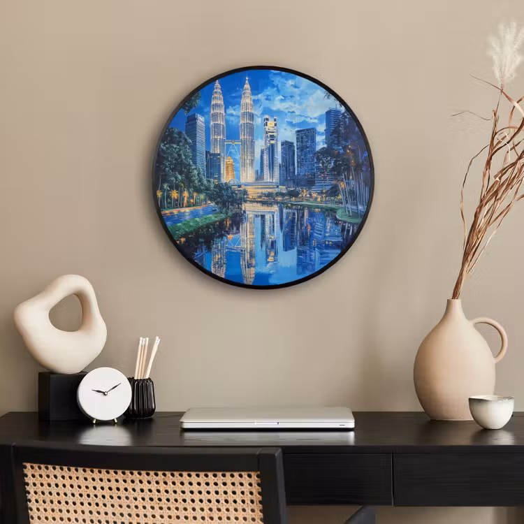 Stad Kuala Lumpur - Skyline - Wolkenkrabbers - Water Fotolijst rond zonder passe partout klein -sfeer1