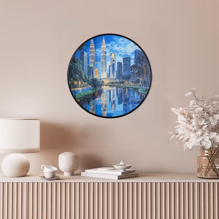 Stad Kuala Lumpur - Skyline - Wolkenkrabbers - Water Fotolijst rond zonder passe partout klein -sfeer3