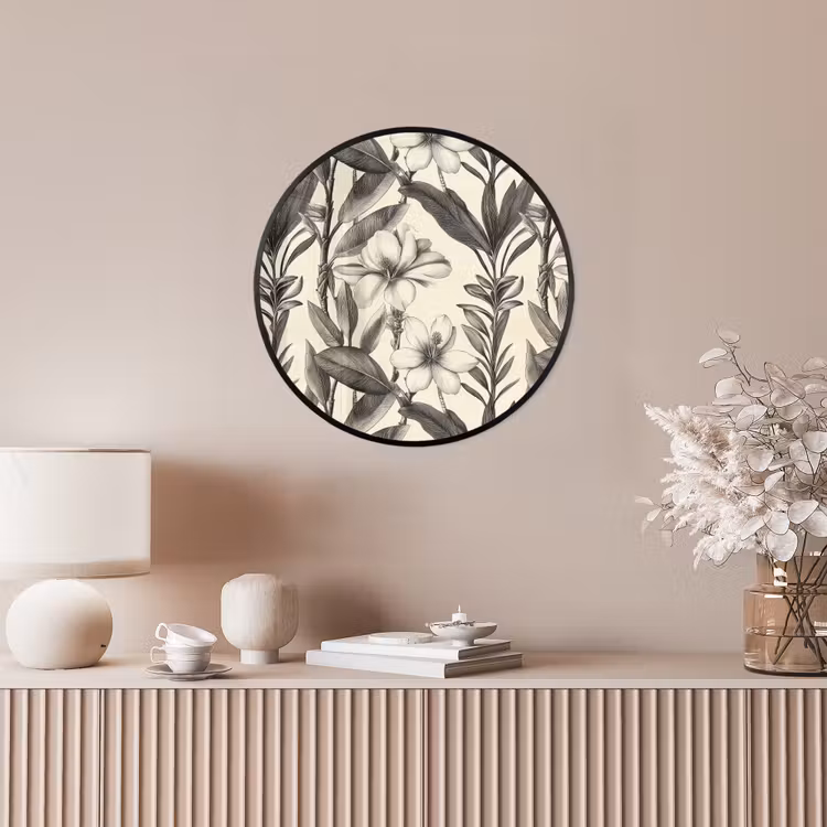 Klassiek - Botanisch - Zwart - Beige Fotolijst rond zonder passe partout klein 856 -sfeer3