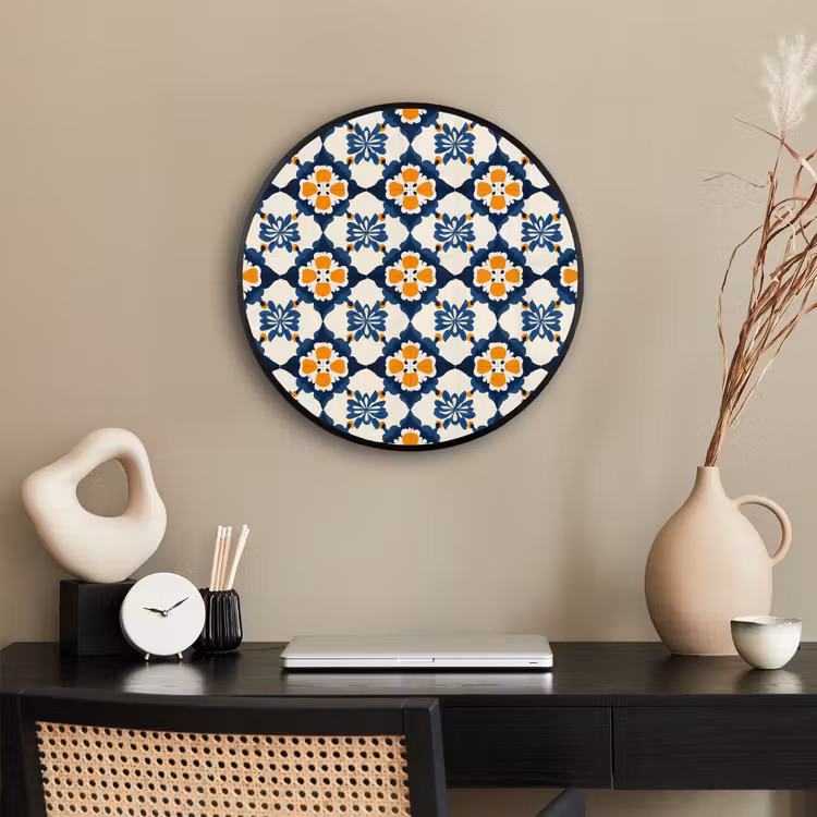 Klassiek - Geometrisch - Blauw Fotolijst rond zonder passe partout klein 856 -sfeer1