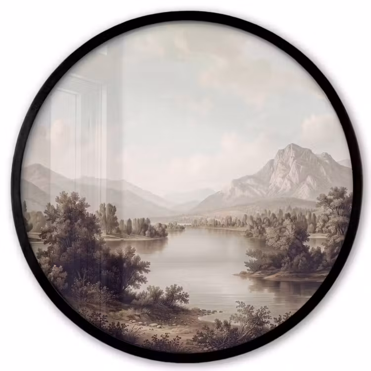 Klassiek - Landschap - Sereen Fotolijst rond zonder passe partout klein -3d