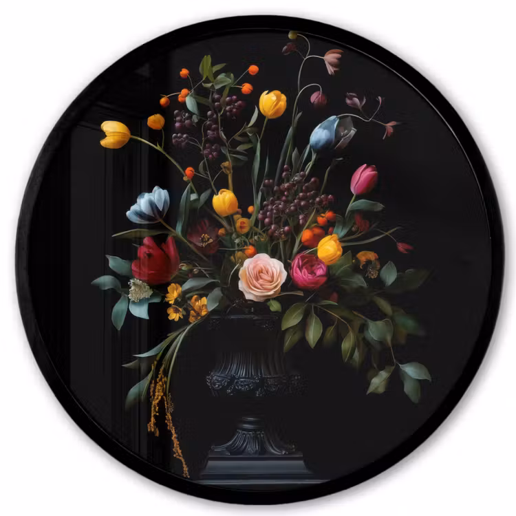 Klassiek - Vaas - Boeket - Bloemen Fotolijst rond zonder passe partout klein -3d