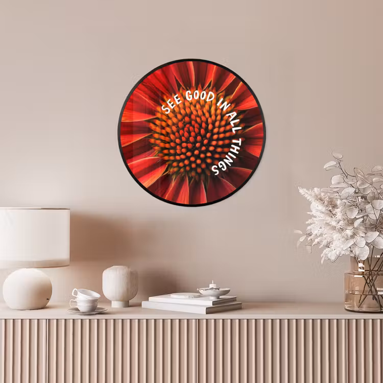Close up - Bloem - Quote - Rood Fotolijst rond zonder passe partout klein -sfeer3