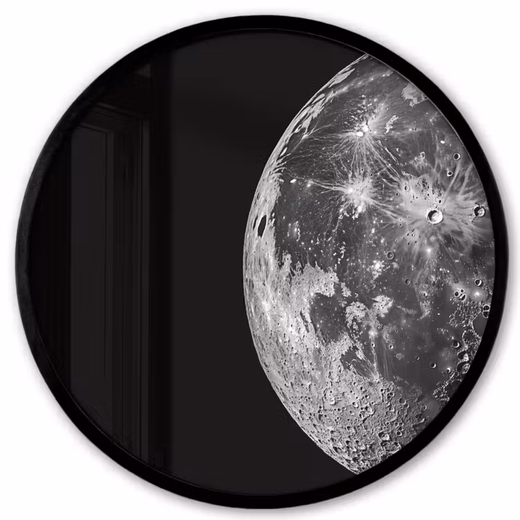 Close-up - Maan - Wit - Textuur Fotolijst rond zonder passe partout klein -3d