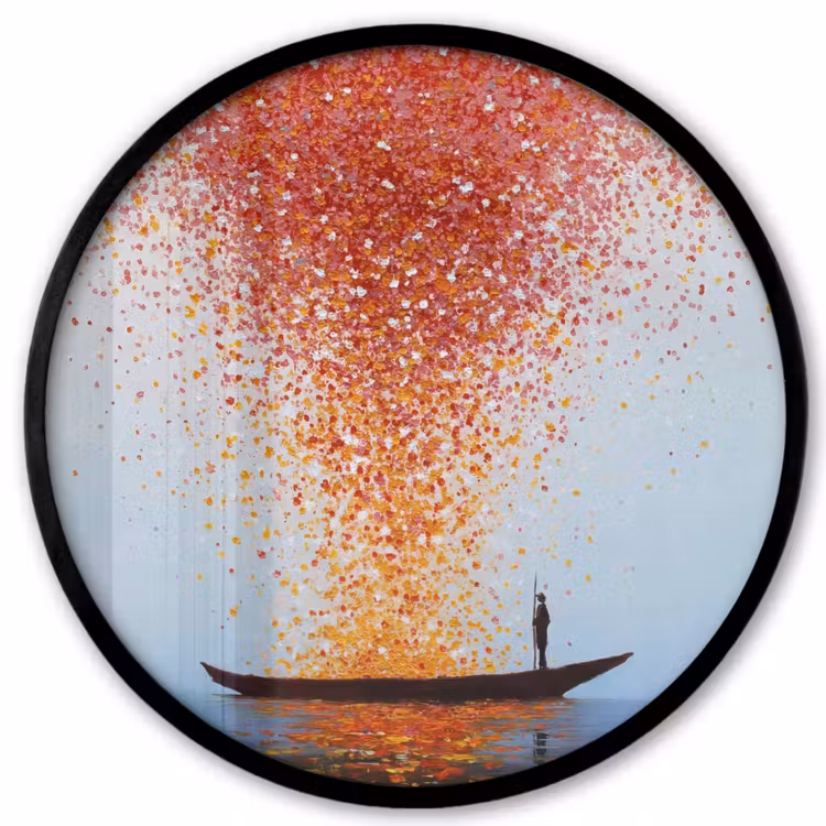 Wolk - Confetti - Boot - Wateroppervlakte Fotolijst rond zonder passe partout klein -3d