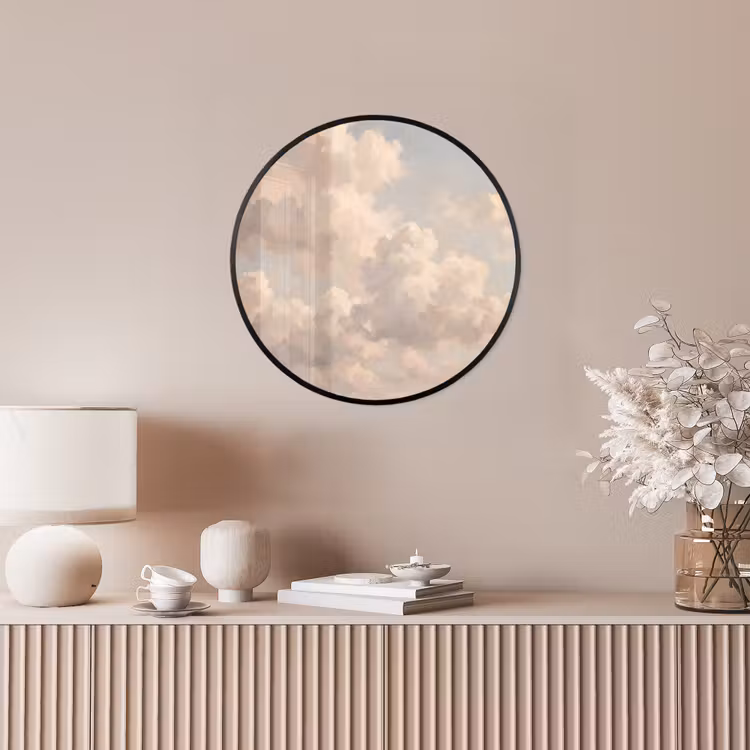 Wolken - Zacht - Natuur - Klassiek - Beige Fotolijst rond zonder passe partout klein -sfeer3