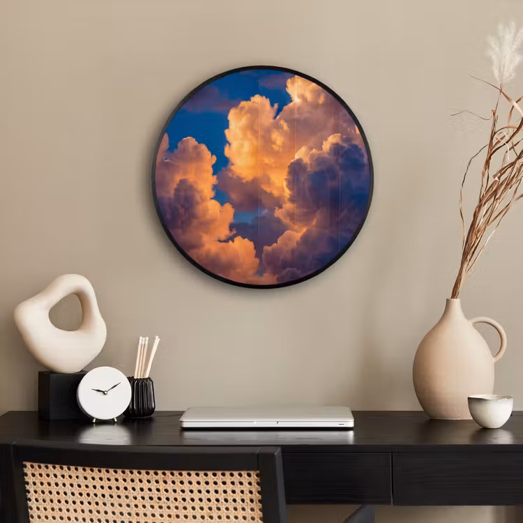Wolken - Zonsondergang - Natuur - Oranje - Blauw Fotolijst rond zonder passe partout klein -sfeer1