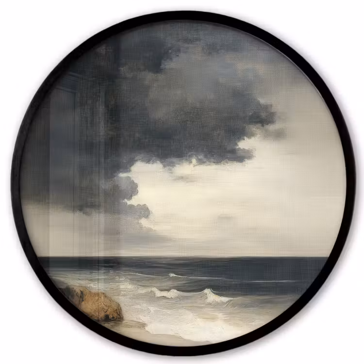 Kust - Golven - Rots - Storm Fotolijst rond zonder passe partout klein -3d