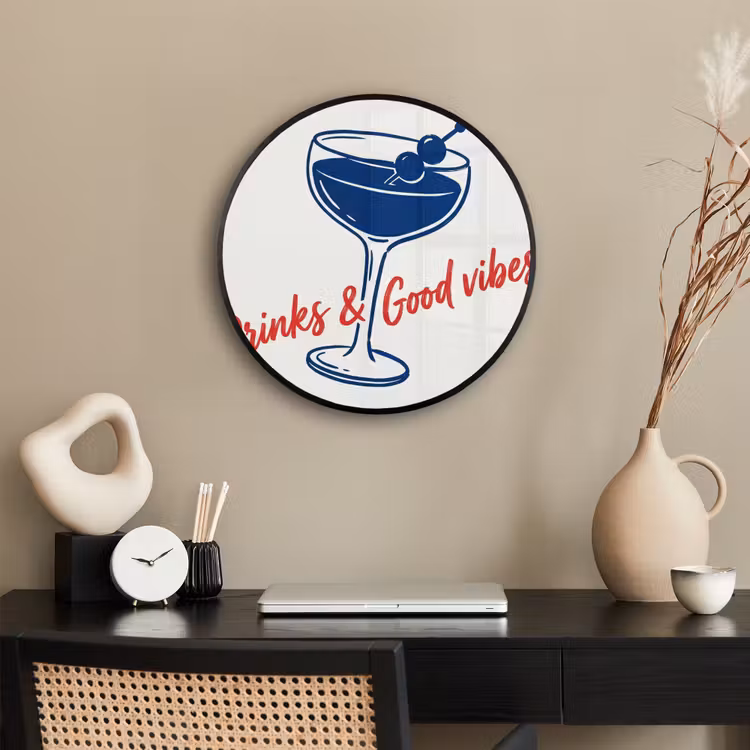 Cocktail - Glas - Illustratie - Blauw - Wit Fotolijst rond zonder passe partout klein -sfeer1