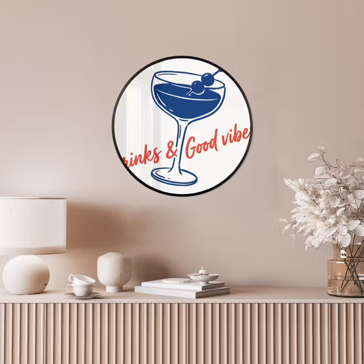 Cocktail - Glas - Illustratie - Blauw - Wit Fotolijst rond zonder passe partout klein -sfeer3
