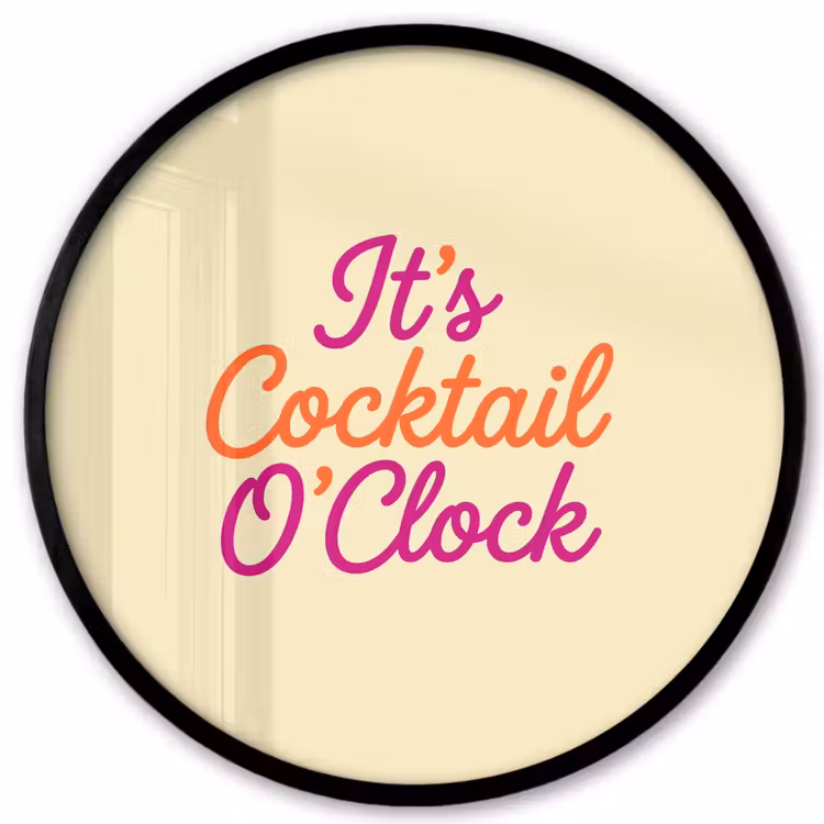 Cocktail O'Clock - Geel - Retro Fotolijst rond zonder passe partout klein -3d