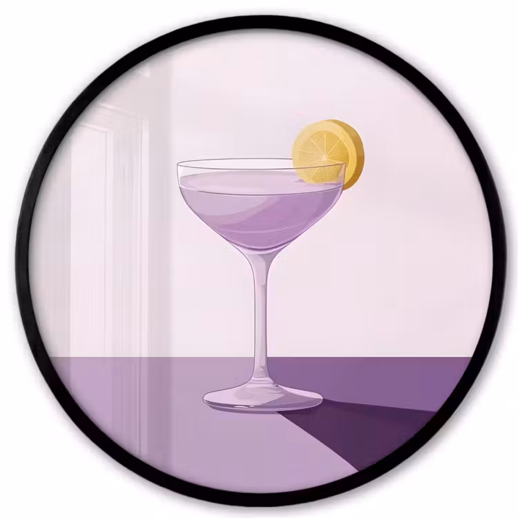 Cocktail - Paars - Minimalistisch - Citroen Fotolijst rond zonder passe partout klein -3d