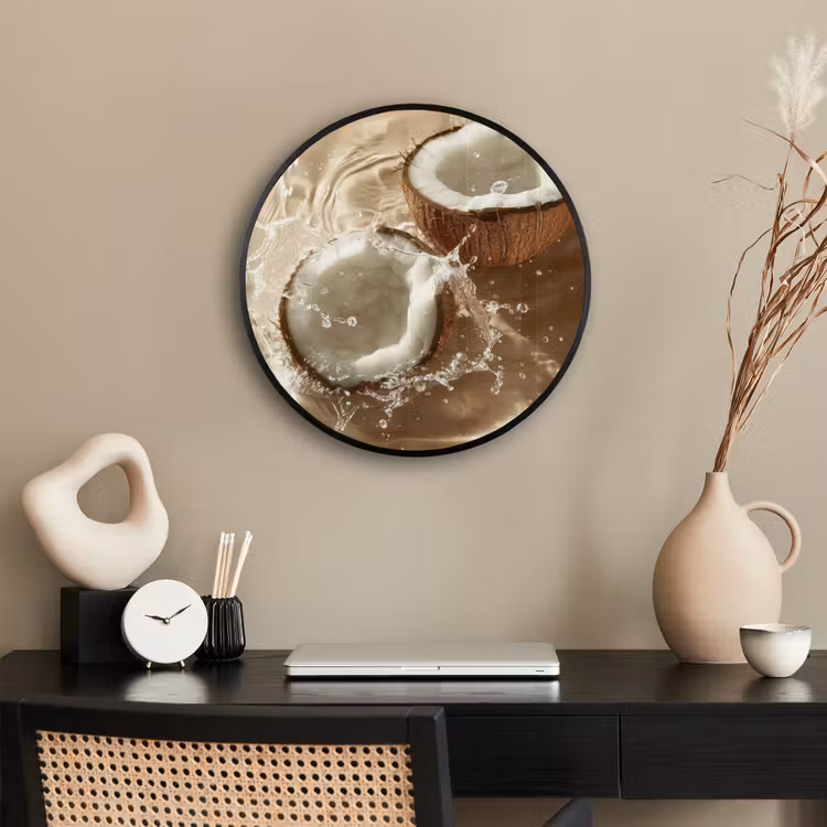 Kokosnoot - Water - Beige - Spetters Fotolijst rond zonder passe partout klein -sfeer1