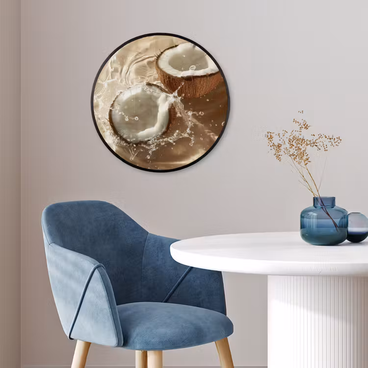 Kokosnoot - Water - Beige - Spetters Fotolijst rond zonder passe partout klein -sfeer2
