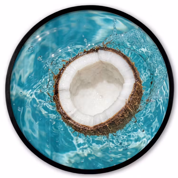 Kokosnoot - Water - Wit Fotolijst rond zonder passe partout klein -3d