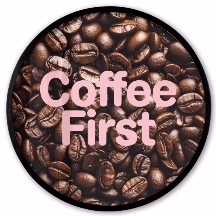 Coffee First - Koffiebonen - Roze Fotolijst rond zonder passe partout klein -3d