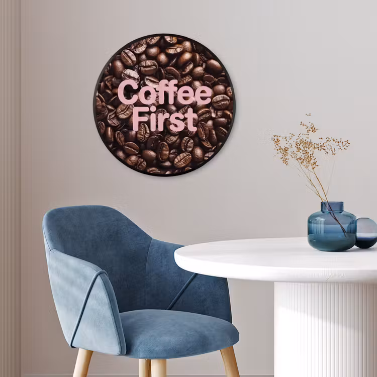 Coffee First - Koffiebonen - Roze Fotolijst rond zonder passe partout klein -sfeer2