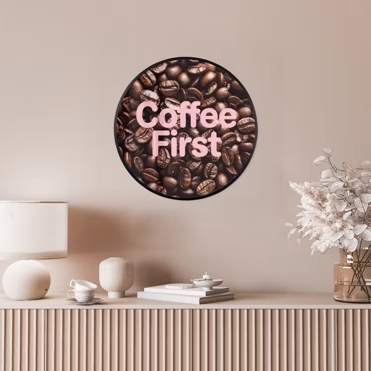 Coffee First - Koffiebonen - Roze Fotolijst rond zonder passe partout klein -sfeer3
