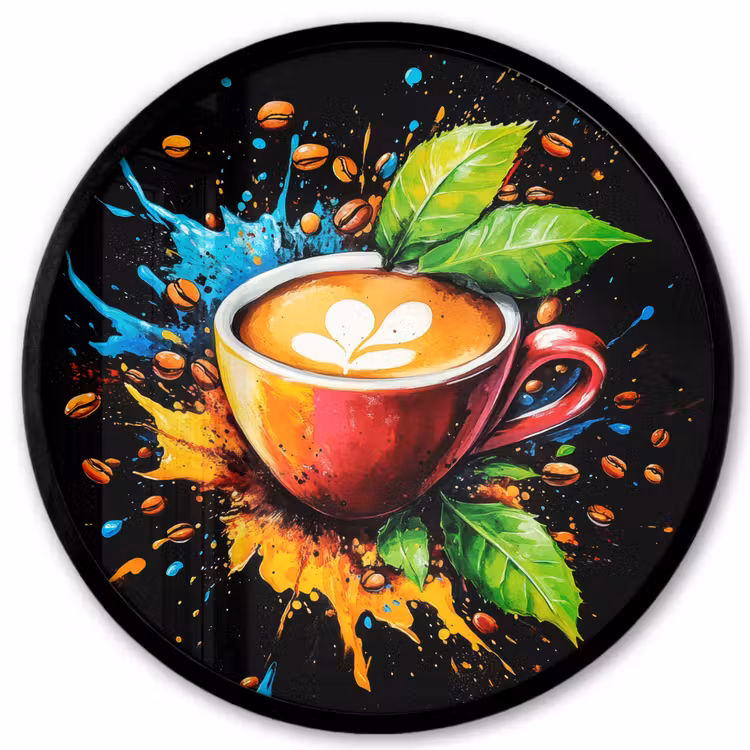 Koffie - Graffiti - Drinken - Abstract Fotolijst rond zonder passe partout klein -3d