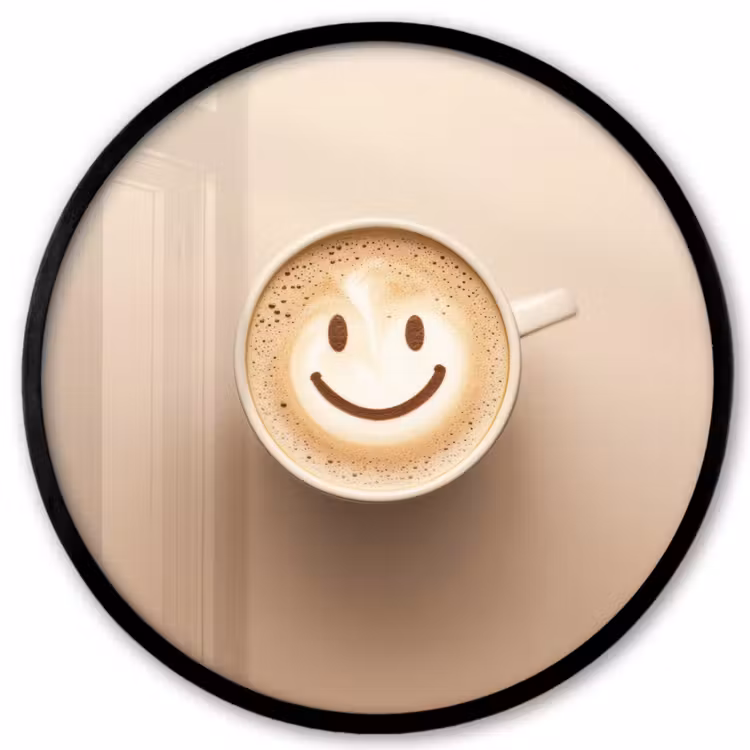 Koffie - Melkschuim - Lach - Beige Fotolijst rond zonder passe partout klein -3d