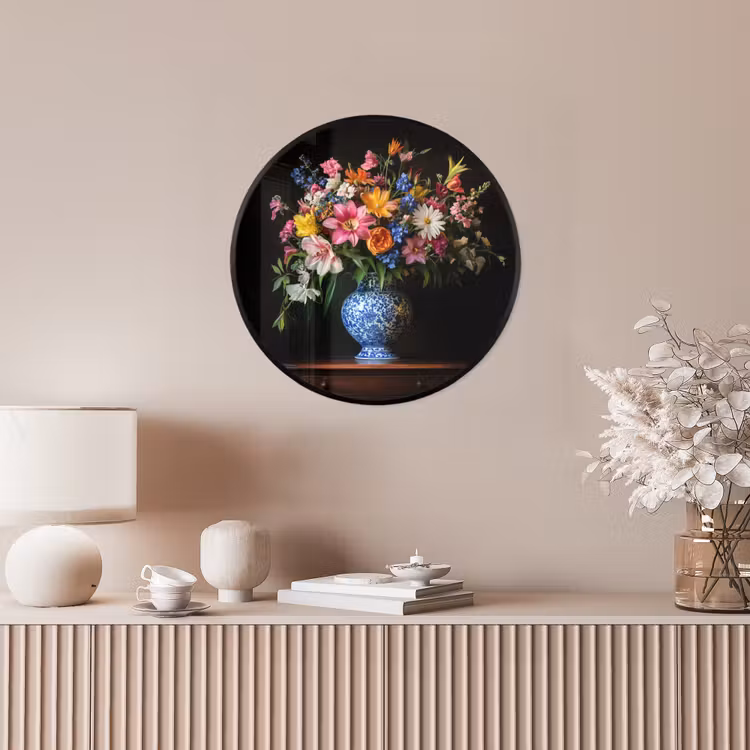 Kleur - Vaas - Bloemen - Boeket Fotolijst rond zonder passe partout klein -sfeer3