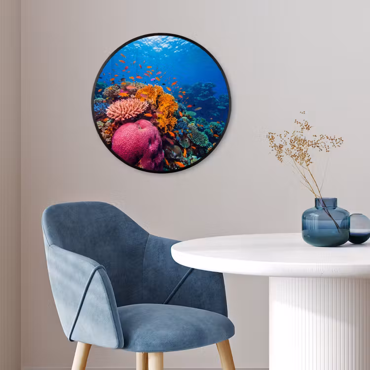 Koraal - Vissen - Oceaan - Natuur - Kleurrijk Fotolijst rond zonder passe partout klein -sfeer2