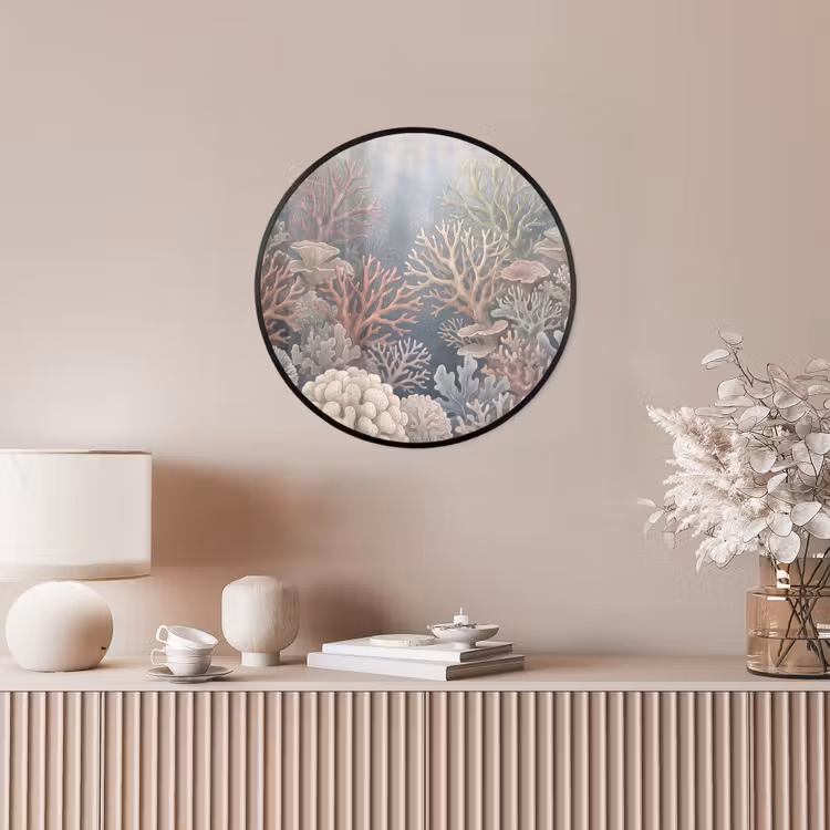 Koraal - Zeeleven - Onderwater - Illustratie - Natuur Fotolijst rond zonder passe partout klein -sfeer3