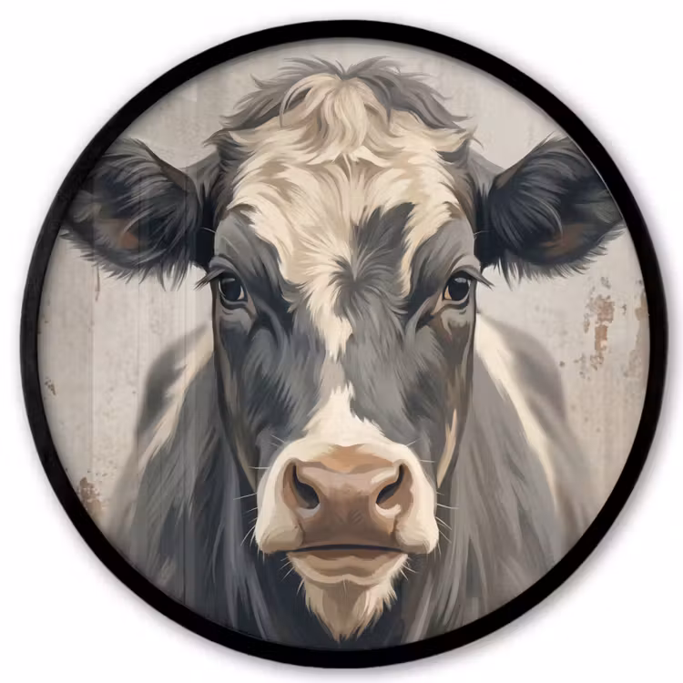 Koe - Portret - Dieren - Modern Fotolijst rond zonder passe partout klein -3d