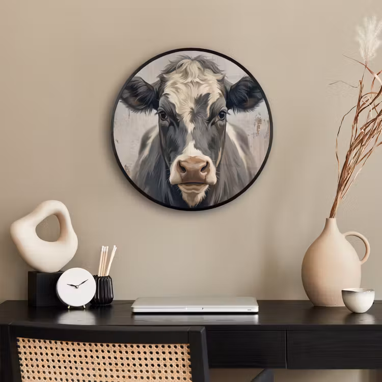 Koe - Portret - Dieren - Modern Fotolijst rond zonder passe partout klein -sfeer1
