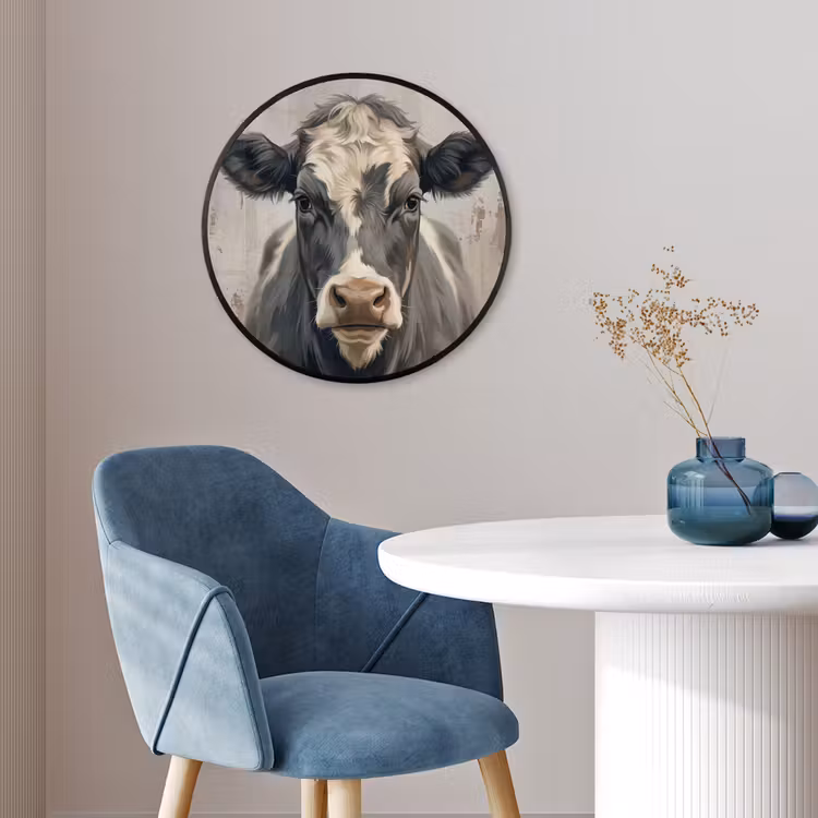 Koe - Portret - Dieren - Modern Fotolijst rond zonder passe partout klein -sfeer2