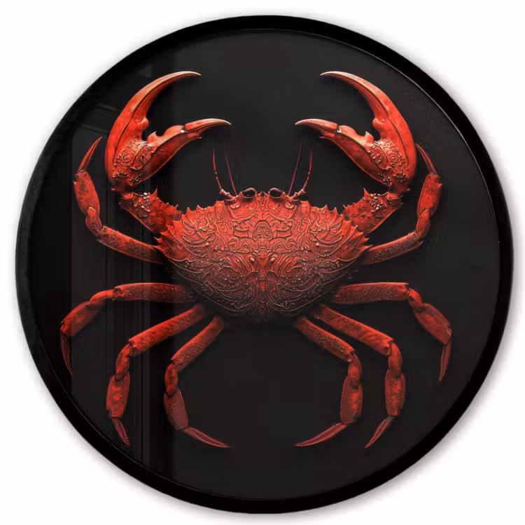 Krab - Rood - Vissen - Schaaldieren Fotolijst rond zonder passe partout klein -3d