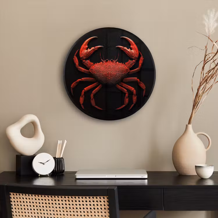 Krab - Rood - Vissen - Schaaldieren Fotolijst rond zonder passe partout klein -sfeer1