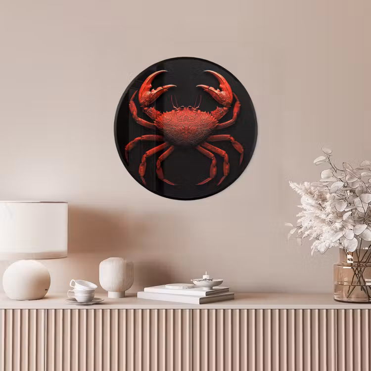 Krab - Rood - Vissen - Schaaldieren Fotolijst rond zonder passe partout klein -sfeer3