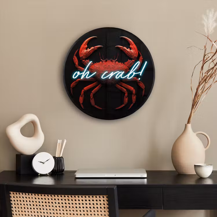 Krab - Rood - Neon - Quote Fotolijst rond zonder passe partout klein -sfeer1