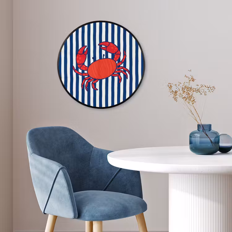 Krab - Strepen - Zeeleven - Illustratie - Rood Fotolijst rond zonder passe partout klein -sfeer2