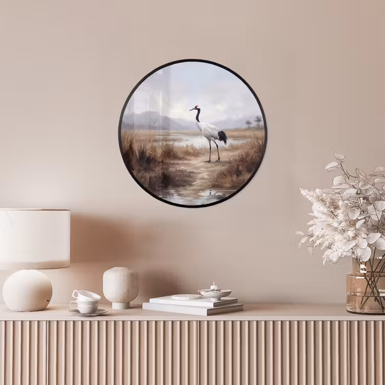 Kraanvogel - Natuur - Realistisch Fotolijst rond zonder passe partout klein -sfeer3