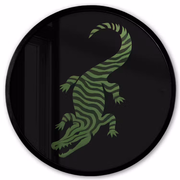 Krokodil - Groen - Tijgerachtig - Strepen Fotolijst rond zonder passe partout klein -3d